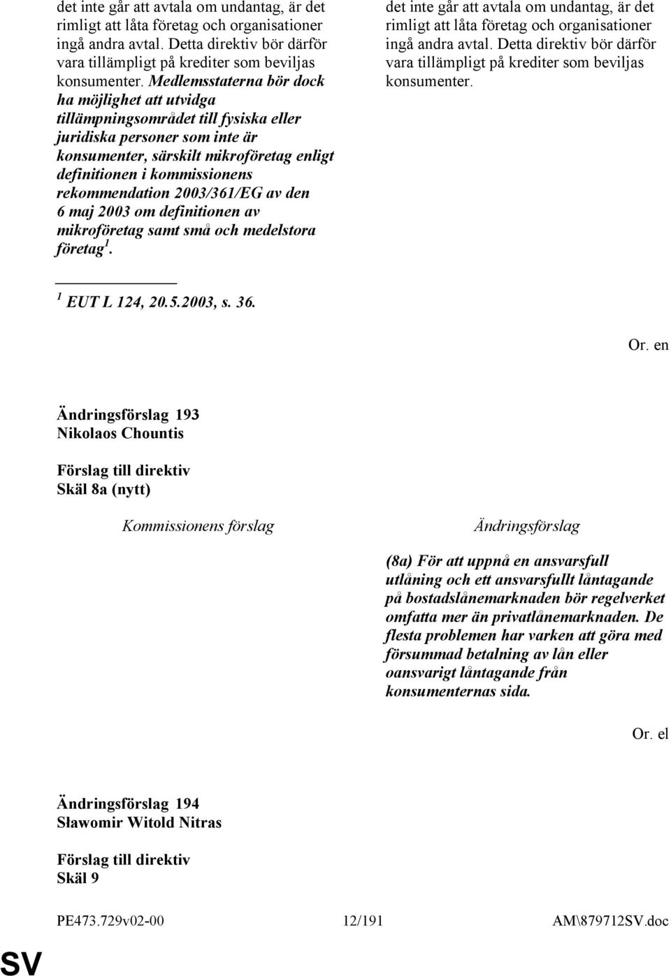 rekommendation 2003/361/EG av den 6 maj 2003 om definitionen av mikroföretag samt små och medelstora företag 1. 1 EUT L 124, 20.5.2003, s. 36.