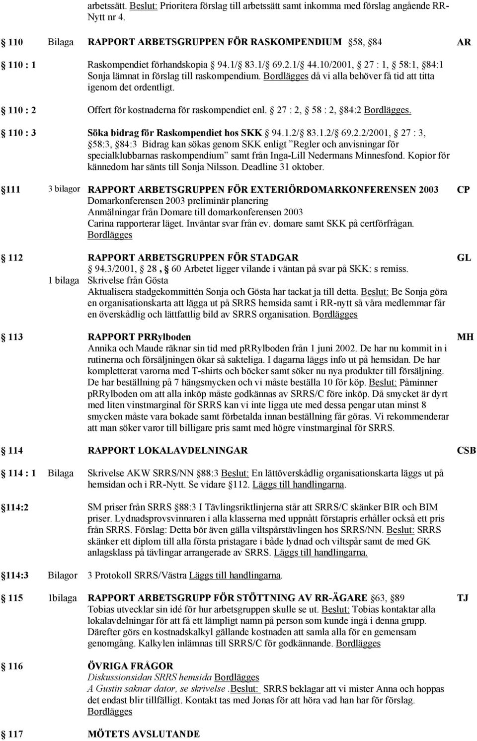 Bordlägges då vi alla behöver få tid att titta igenom det ordentligt. Offert för kostnaderna för raskompendiet enl. 27 : 2, 58 : 2, 84:2 Bordlägges. Söka bidrag för Raskompendiet hos SKK 94.1.2/ 83.1.2/ 69.