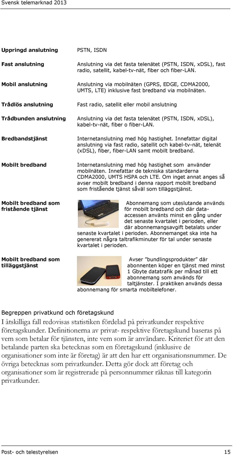 Anslutning via mobilnäten (GPRS, EDGE, CDMA2000, UMTS, LTE) inklusive fast bredband via mobilnäten.