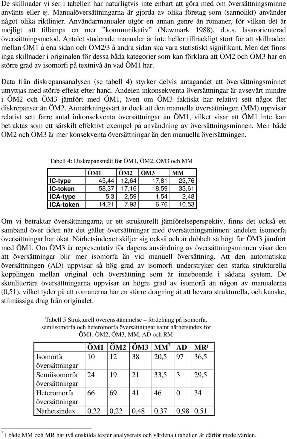 Användarmanualer utgör en annan genre än romaner, för vilken det är möjligt att tillämpa en mer kommunikativ (Newmark 1988), d.v.s. läsarorienterad översättningsmetod.