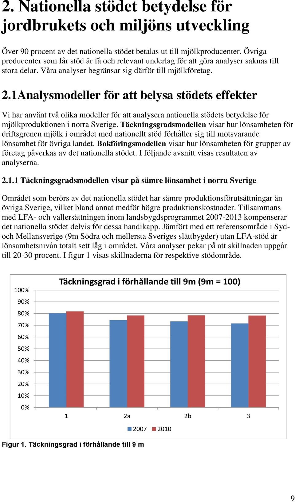 1Analysmodeller för att belysa stödets effekter Vi har använt två olika modeller för att analysera nationella stödets betydelse för mjölkproduktionen i norra Sverige.