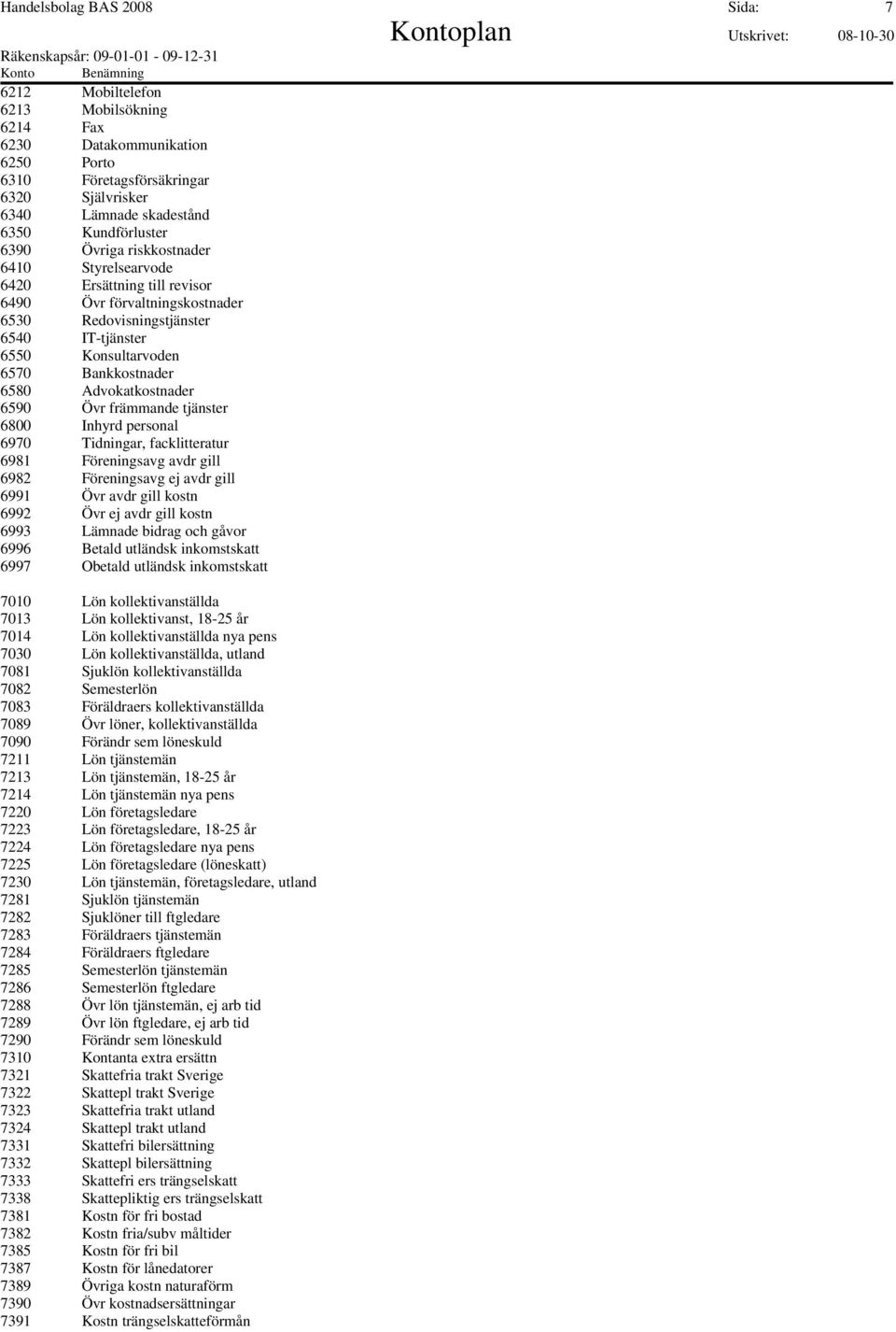 Advokatkostnader 6590 Övr främmande tjänster 6800 Inhyrd personal 6970 Tidningar, facklitteratur 6981 Föreningsavg avdr gill 6982 Föreningsavg ej avdr gill 6991 Övr avdr gill kostn 6992 Övr ej avdr