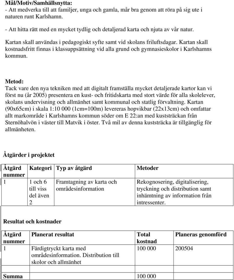 Kartan skall kostnadsfritt finnas i klassuppsättning vid alla grund och gymnasieskolor i Karlshamns kommun.