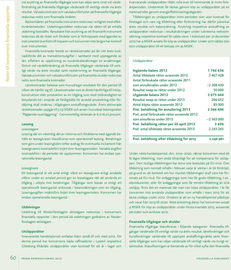 Ränteintäkter på finansiella instrument redovisas i enlighet med effektivräntemetoden. Utdelningsintäkter redovisas när rätten till att erhålla utdelning fastställts.