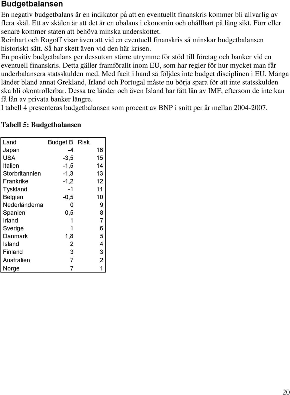 Så har skett även vid den här krisen. En positiv budgetbalans ger dessutom större utrymme för stöd till företag och banker vid en eventuell finanskris.