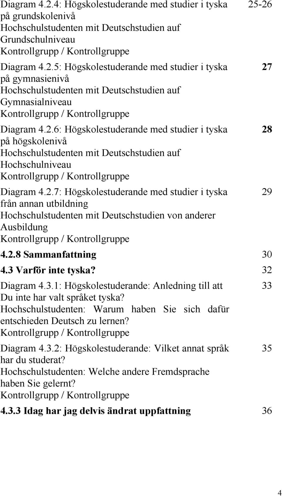 2.8 Sammanfattning 30 4.3 Varför inte tyska? 32 Diagram 4.3.1: Högskolestuderande: Anledning till att 33 Du inte har valt språket tyska?