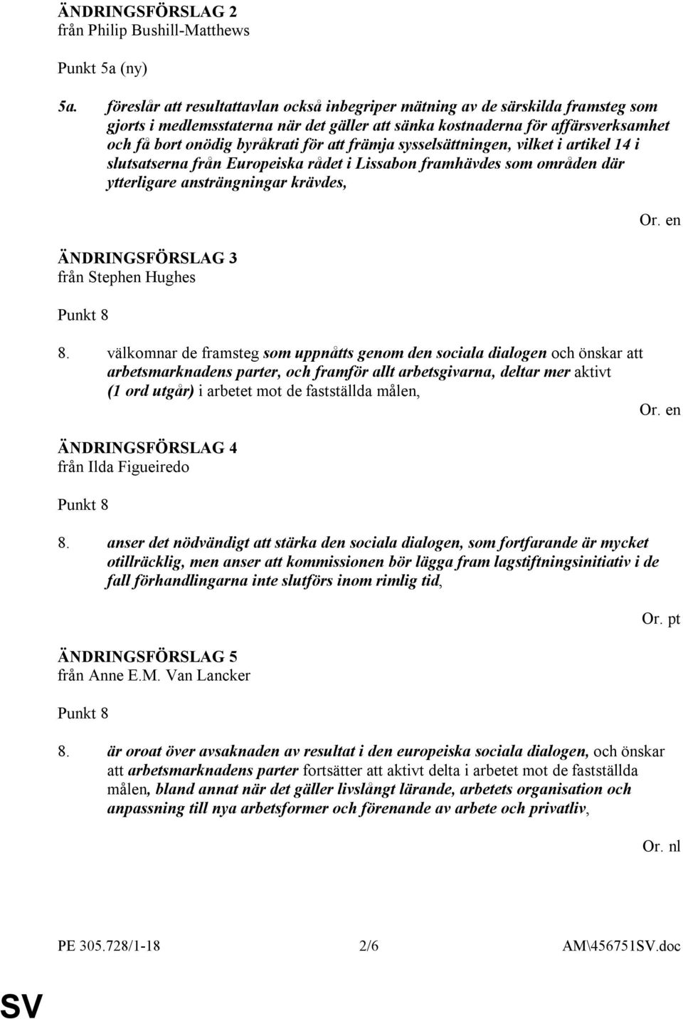 att främja sysselsättningen, vilket i artikel 14 i slutsatserna från Europeiska rådet i Lissabon framhävdes som områden där ytterligare ansträngningar krävdes, ÄNDRINGSFÖRSLAG 3 från Stephen Hughes