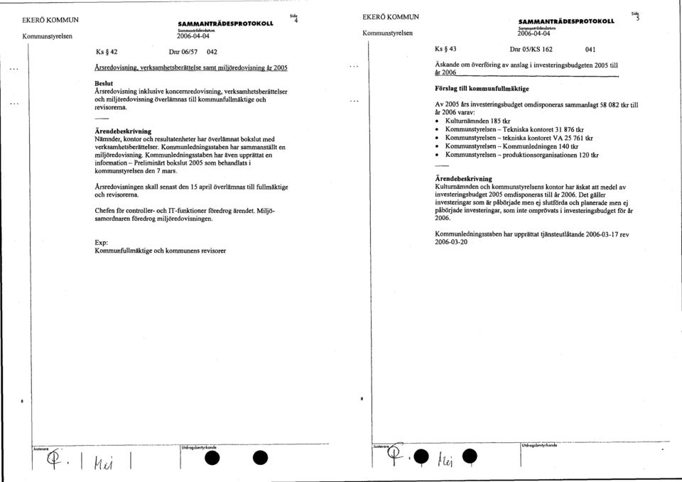 Nämnder, kontor och resultatenheter har överlämnat bokslut med verksamhetsberättelser. Kommunledningsstaben har sammanställt en miljöredovisning.