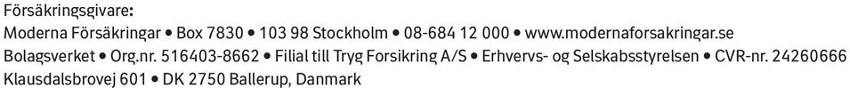 516403-8662 Filial till Tryg Forsikring A/S Erhvervs- og