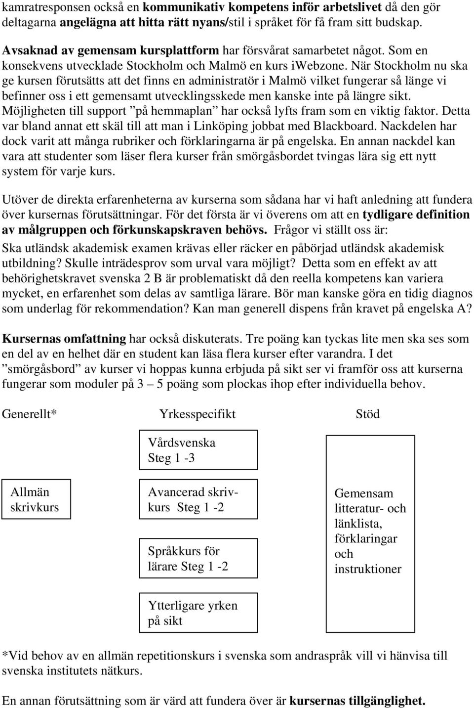 När Stockholm nu ska ge kursen förutsätts att det finns en administratör i Malmö vilket fungerar så länge vi befinner oss i ett gemensamt utvecklingsskede men kanske inte på längre sikt.