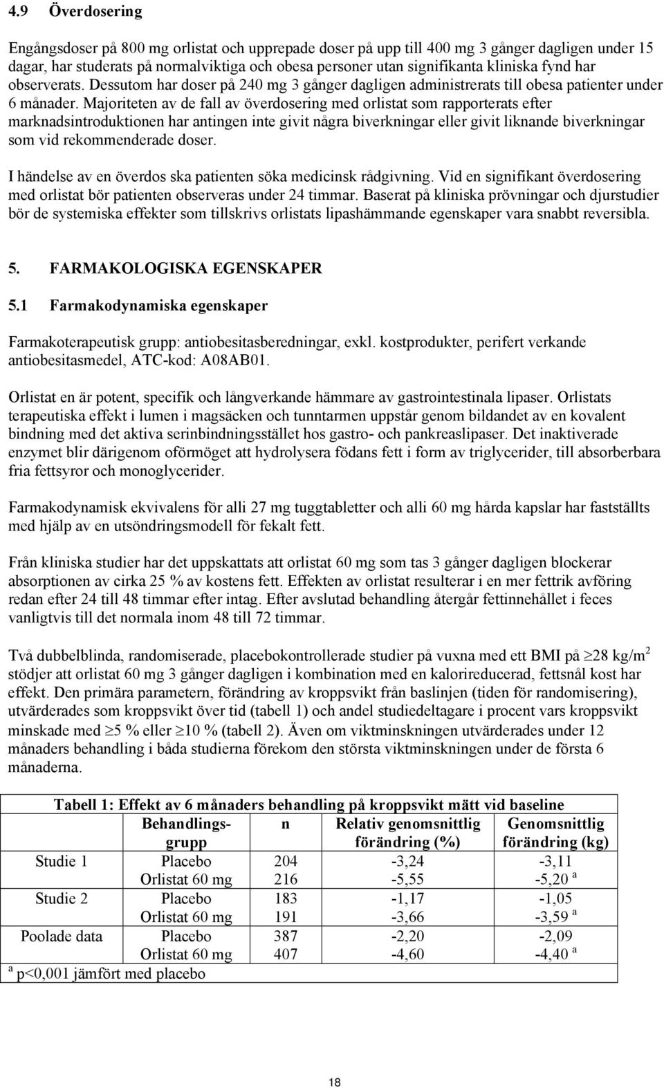 Majoriteten av de fall av överdosering med orlistat som rapporterats efter marknadsintroduktionen har antingen inte givit några biverkningar eller givit liknande biverkningar som vid rekommenderade