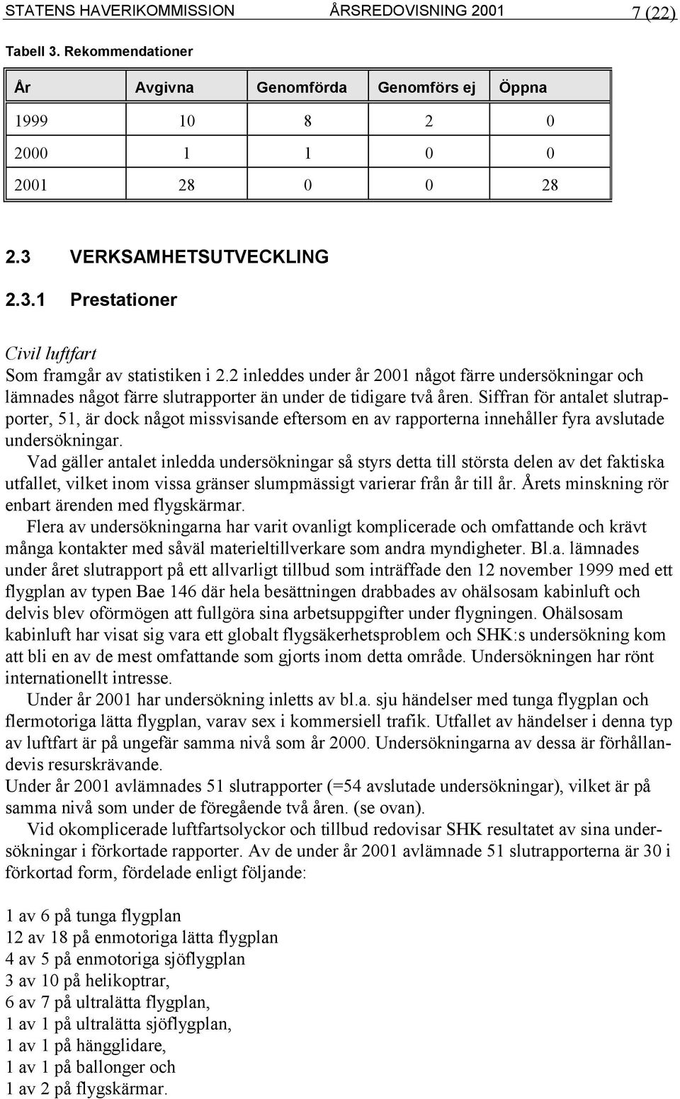 Siffran för antalet slutrapporter, 51, är dock något missvisande eftersom en av rapporterna innehåller fyra avslutade undersökningar.