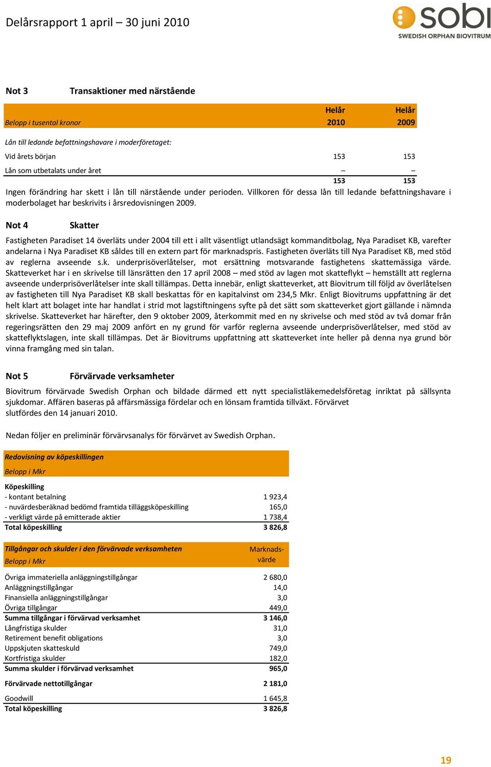 Not 4 Skatter Fastigheten Paradiset 14 överläts under 2004 till ett i allt väsentligt utlandsägt kommanditbolag, Nya Paradiset KB, varefter andelarna i Nya Paradiset KB såldes till en extern part för