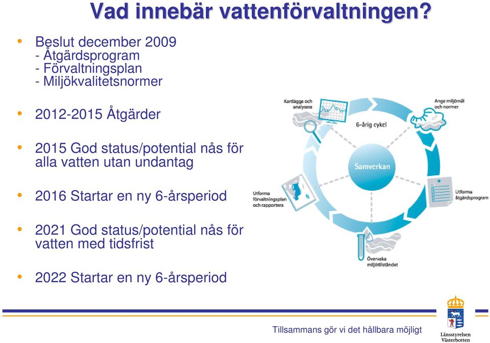 Miljökvalitetsnormer 2012-2015 Åtgärder 2015 God status/potential nås för