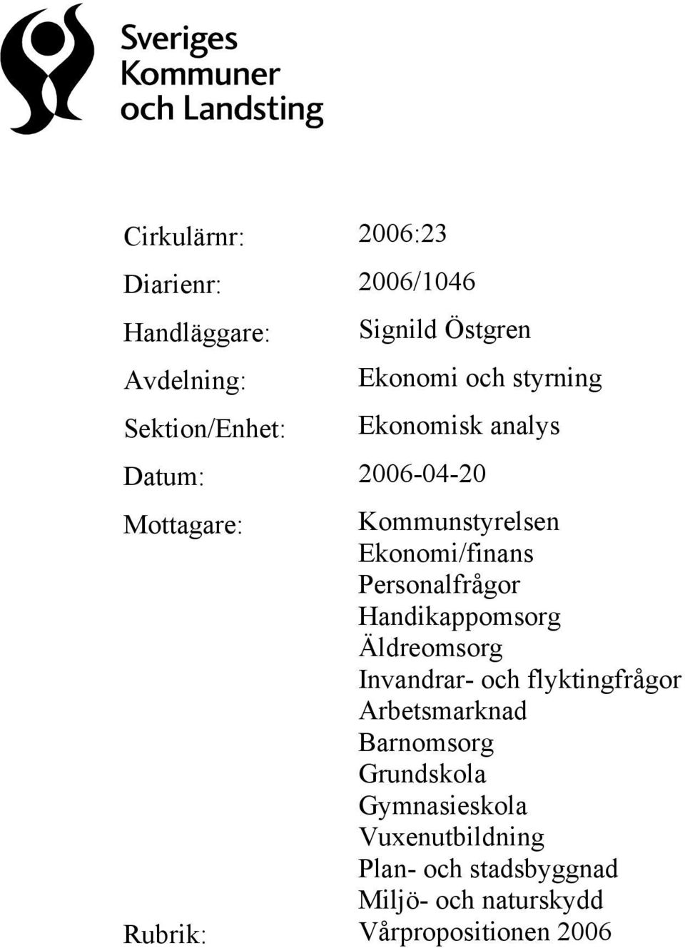 Personalfrågor Handikappomsorg Äldreomsorg Invandrar- och flyktingfrågor Arbetsmarknad Barnomsorg