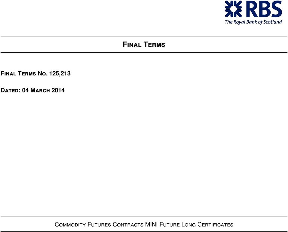 Commodity Futures Contracts