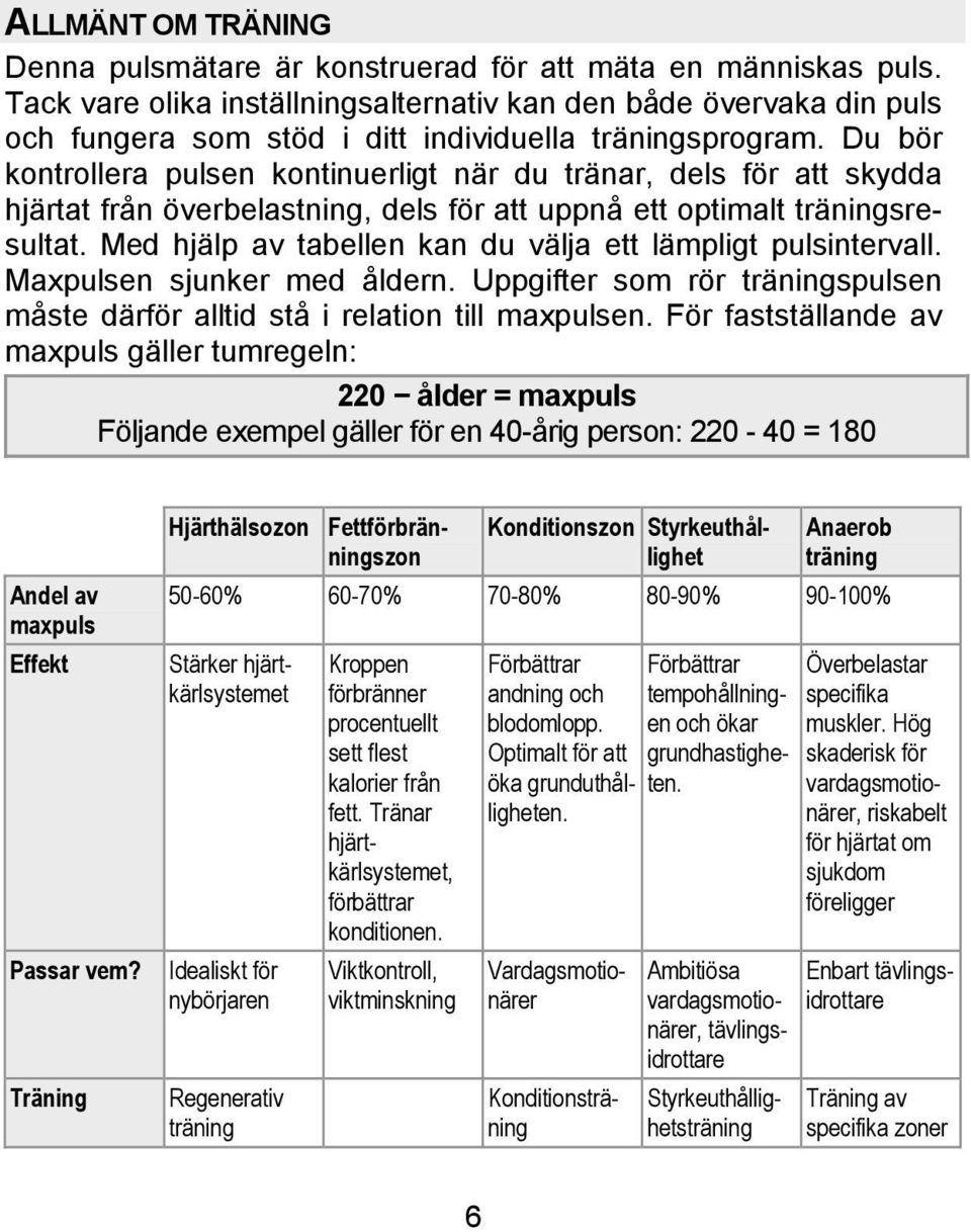 Du bör kontrollera pulsen kontinuerligt när du tränar, dels för att skydda hjärtat från överbelastning, dels för att uppnå ett optimalt träningsresultat.