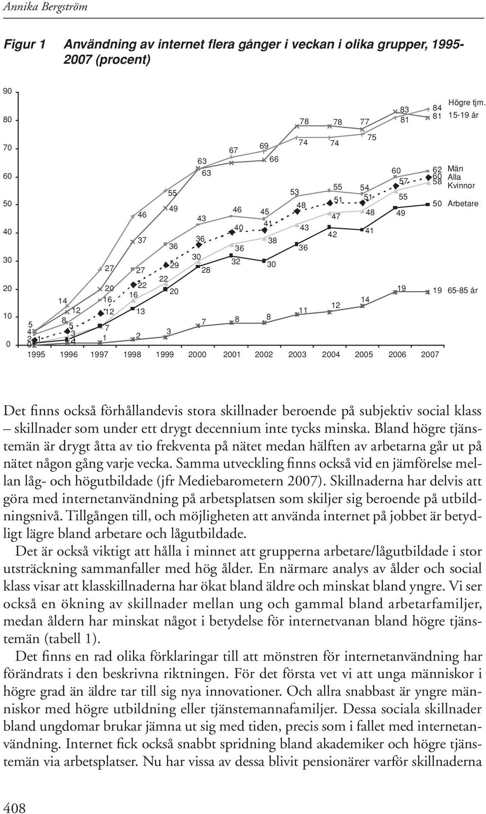 1 1-19 år Det finns också förhållandevis stora skillnader beroende på subjektiv social klass skillnader som under ett drygt decennium inte tycks minska.