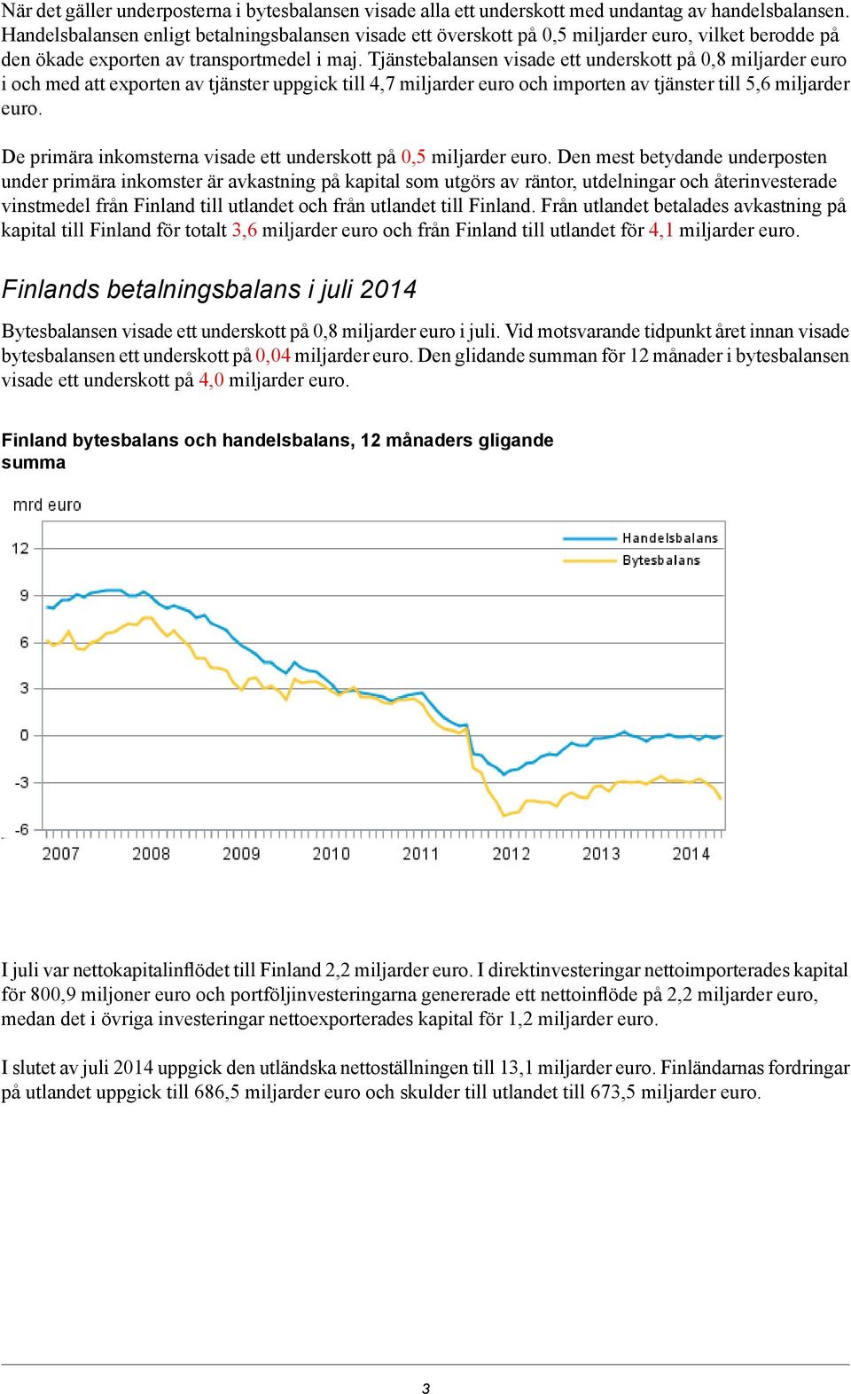 tjänster till 5,6 miljarder euro De primära inkomsterna visade ett underskott på 0,5 miljarder euro Den mest betydande underposten under primära inkomster är avkastning på kapital som utgörs av