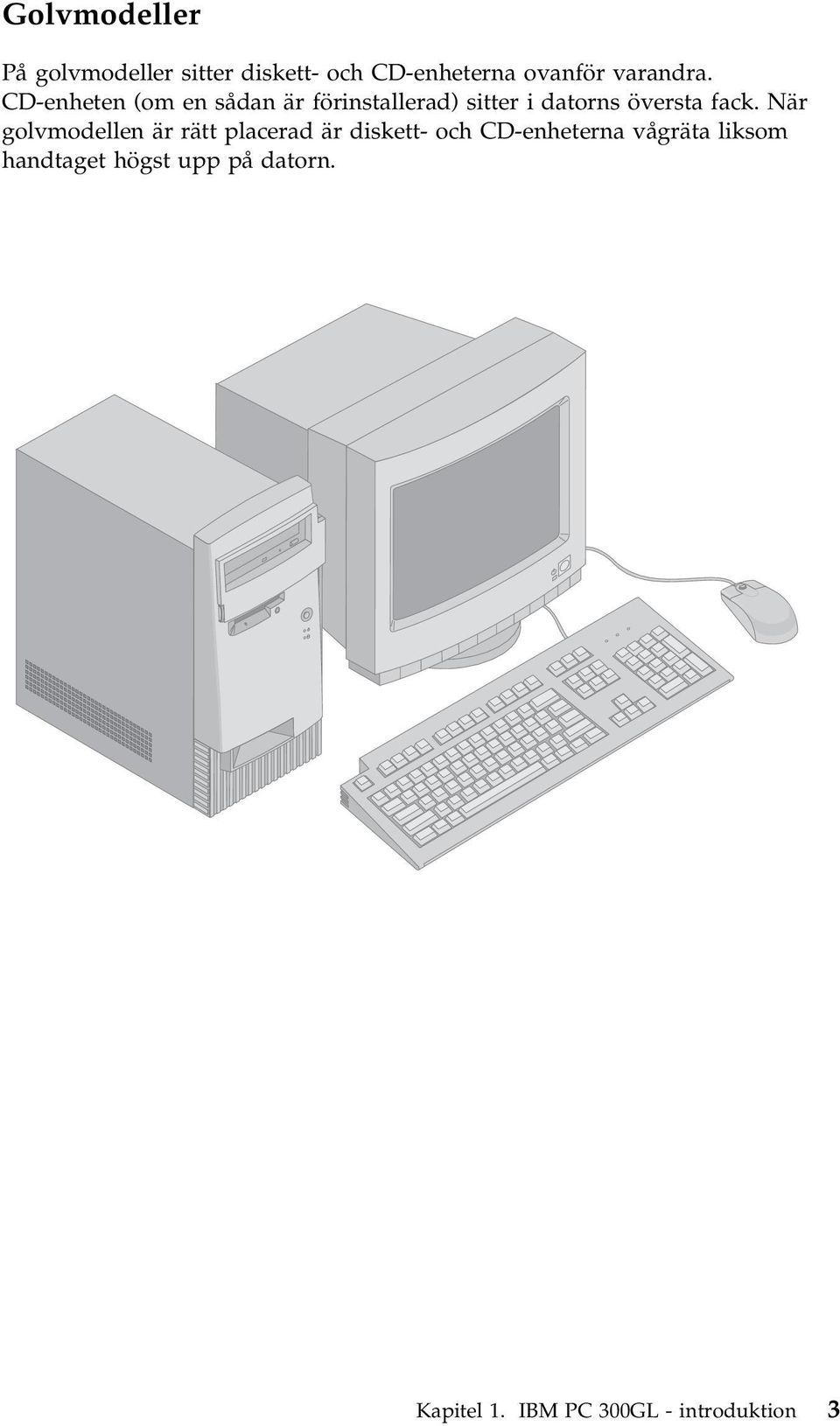 CD-enheten (om en sådan är förinstallerad) sitter i datorns översta fack.