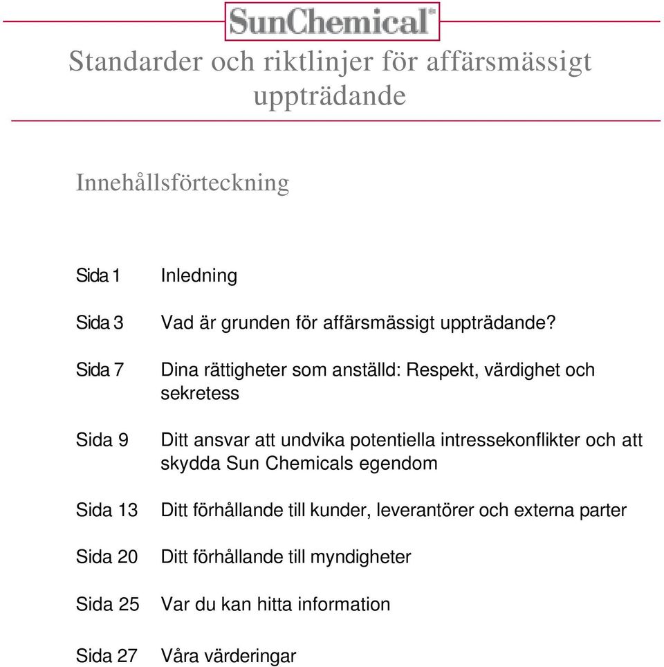 Dina rättigheter som anställd: Respekt, värdighet och sekretess Ditt ansvar att undvika potentiella intressekonflikter och