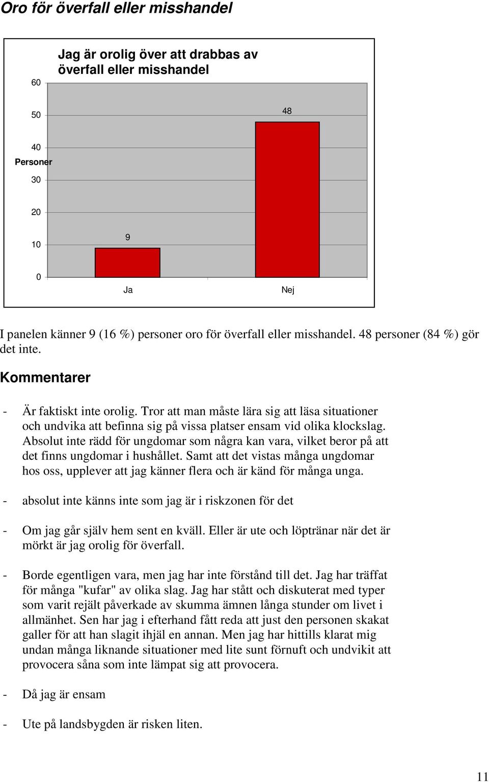 Tror att man måste lära sig att läsa situationer och undvika att befinna sig på vissa platser ensam vid olika klockslag.