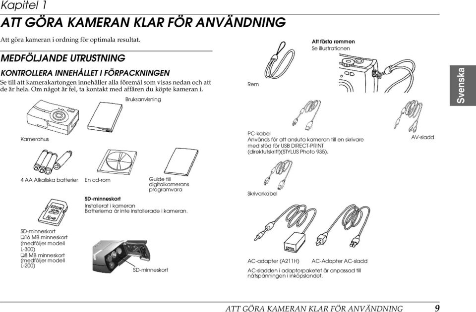 Om något är fel, ta kontakt med affären du köpte kameran i.