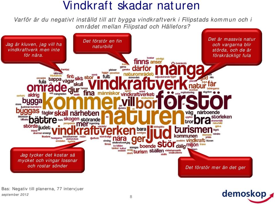 Det förstör en fin naturbild Det är massvis natur och vargarna blir störda, och de är förskräckligt fula Jag