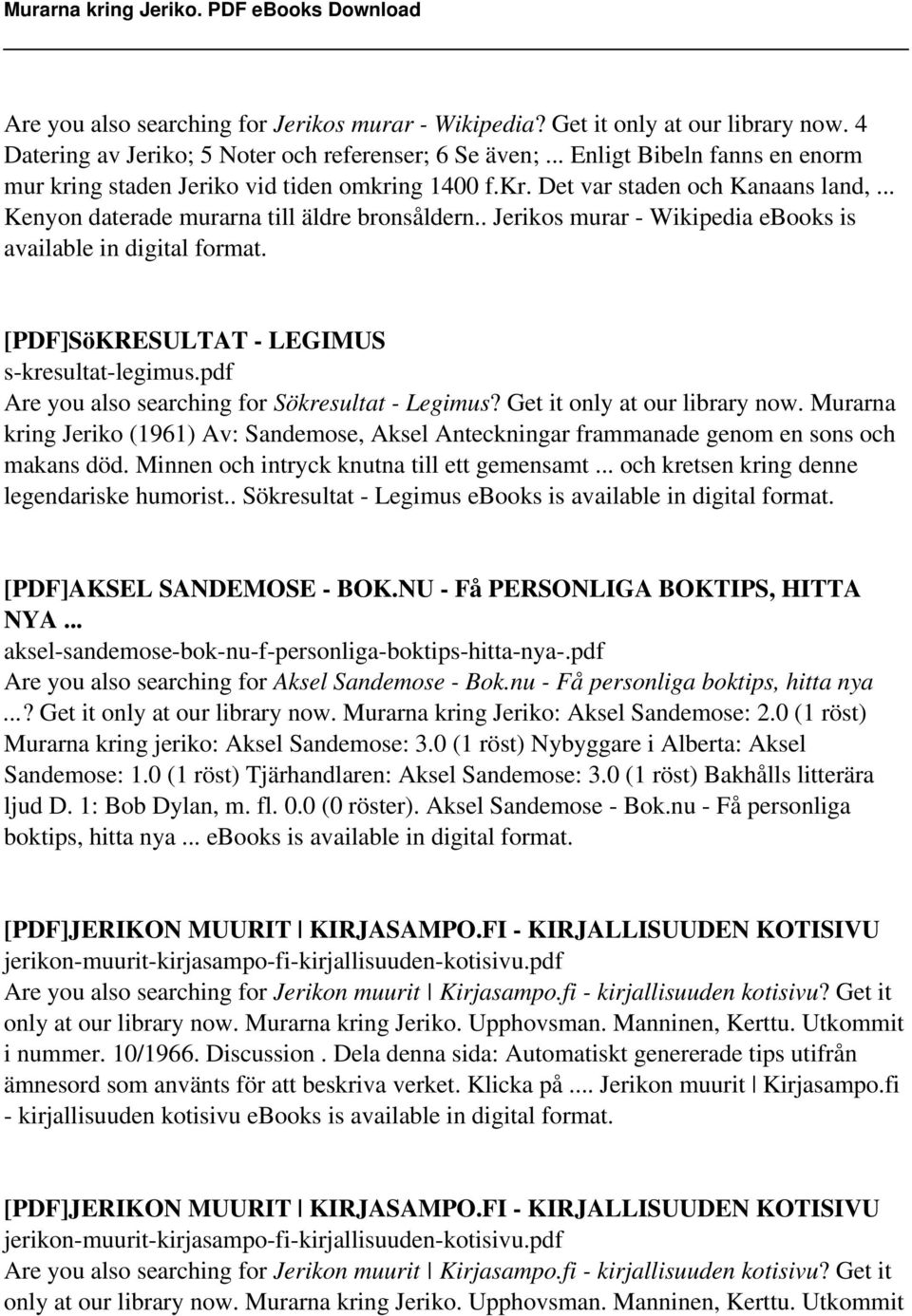 . Jerikos murar - Wikipedia ebooks is available in digital [PDF]SöKRESULTAT - LEGIMUS s-kresultat-legimus.pdf Are you also searching for Sökresultat - Legimus? Get it only at our library now.