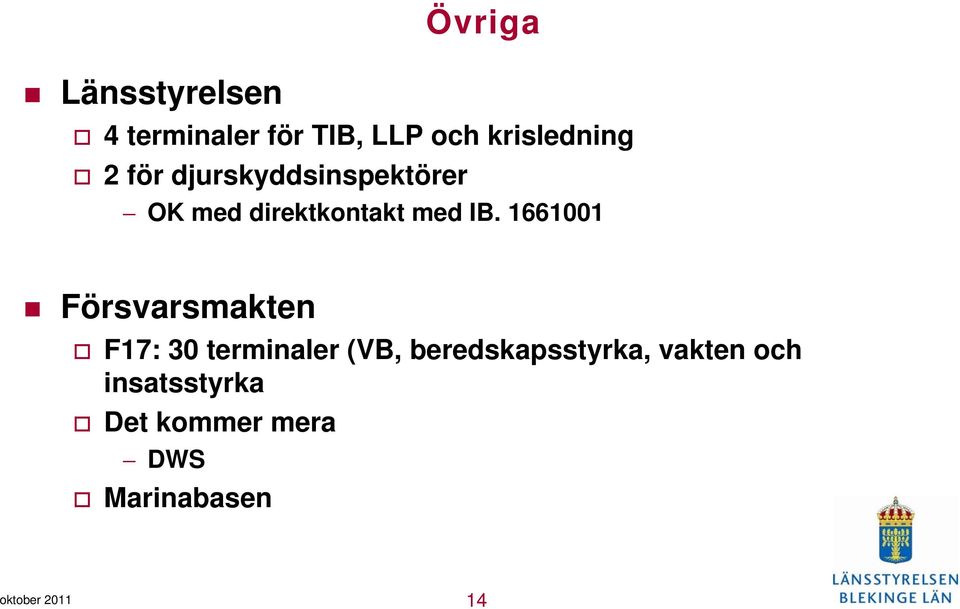 1661001 Försvarsmakten F17: 30 terminaler (VB,