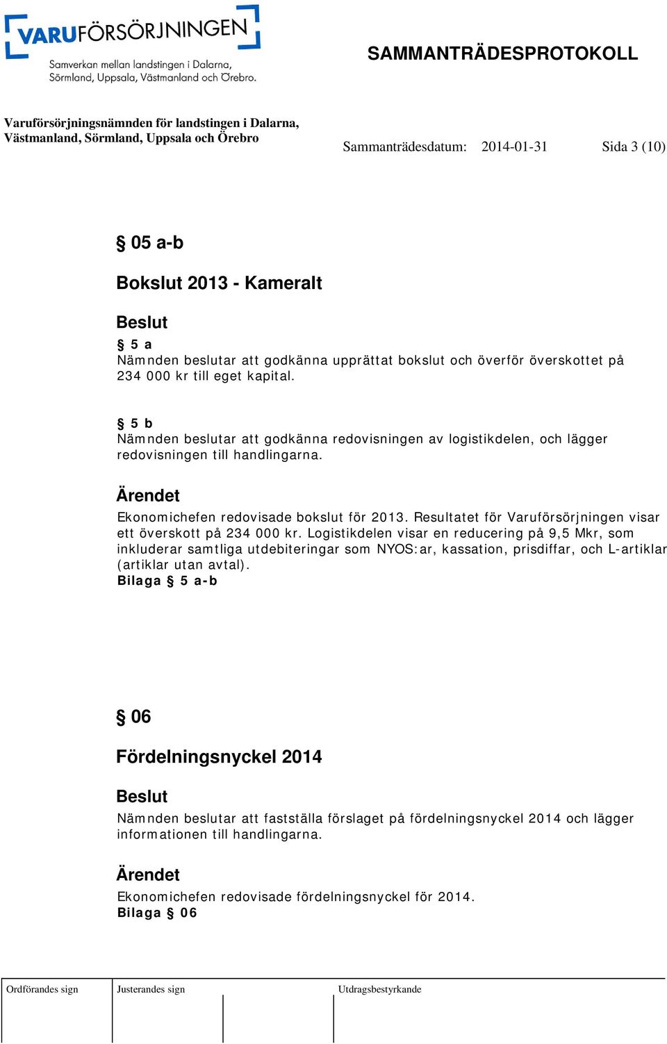 Resultatet för Varuförsörjningen visar ett överskott på 234 000 kr.