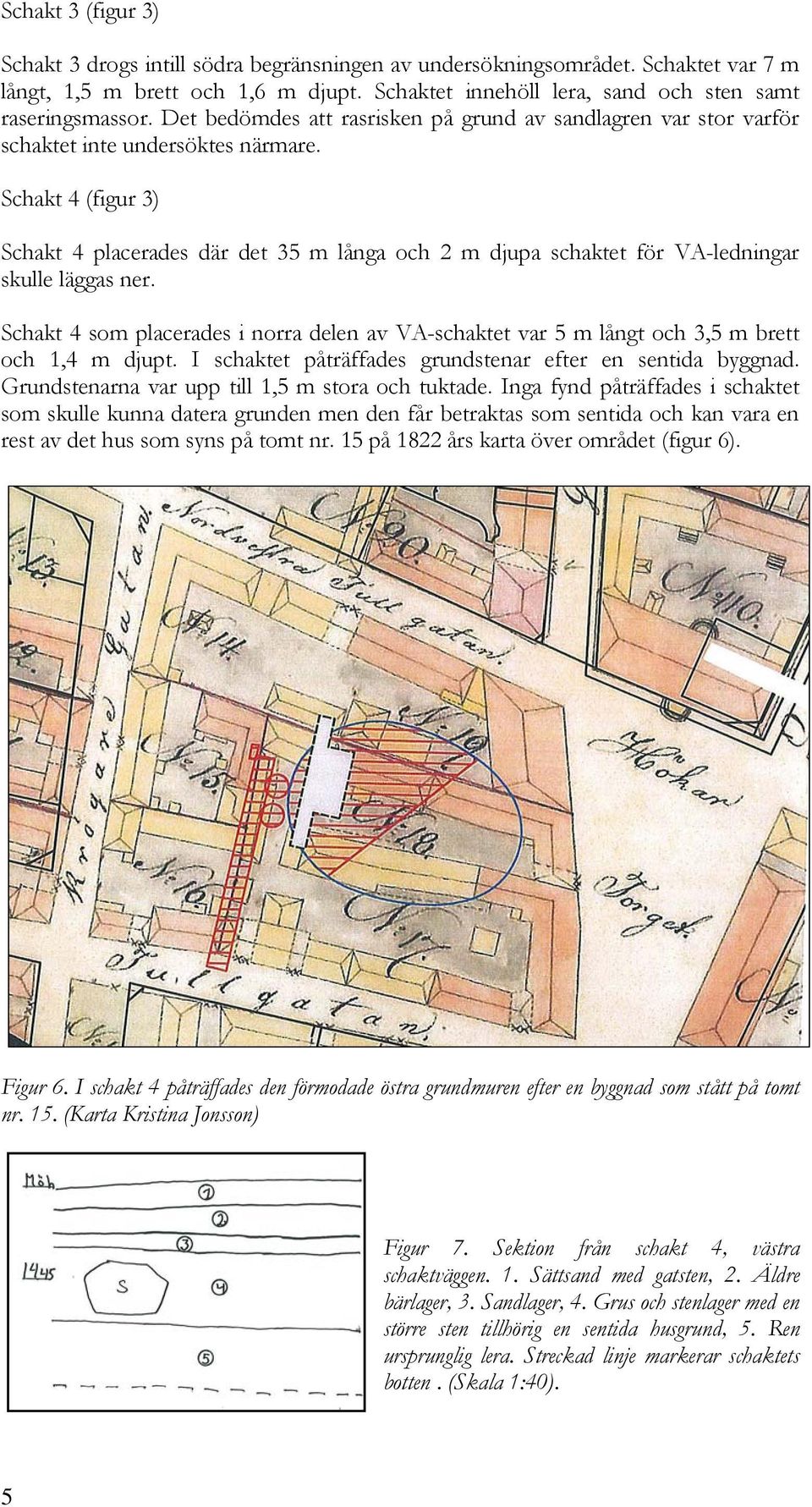 Schakt 4 (figur 3) Schakt 4 placerades där det 35 m långa och 2 m djupa schaktet för VA-ledningar skulle läggas ner.