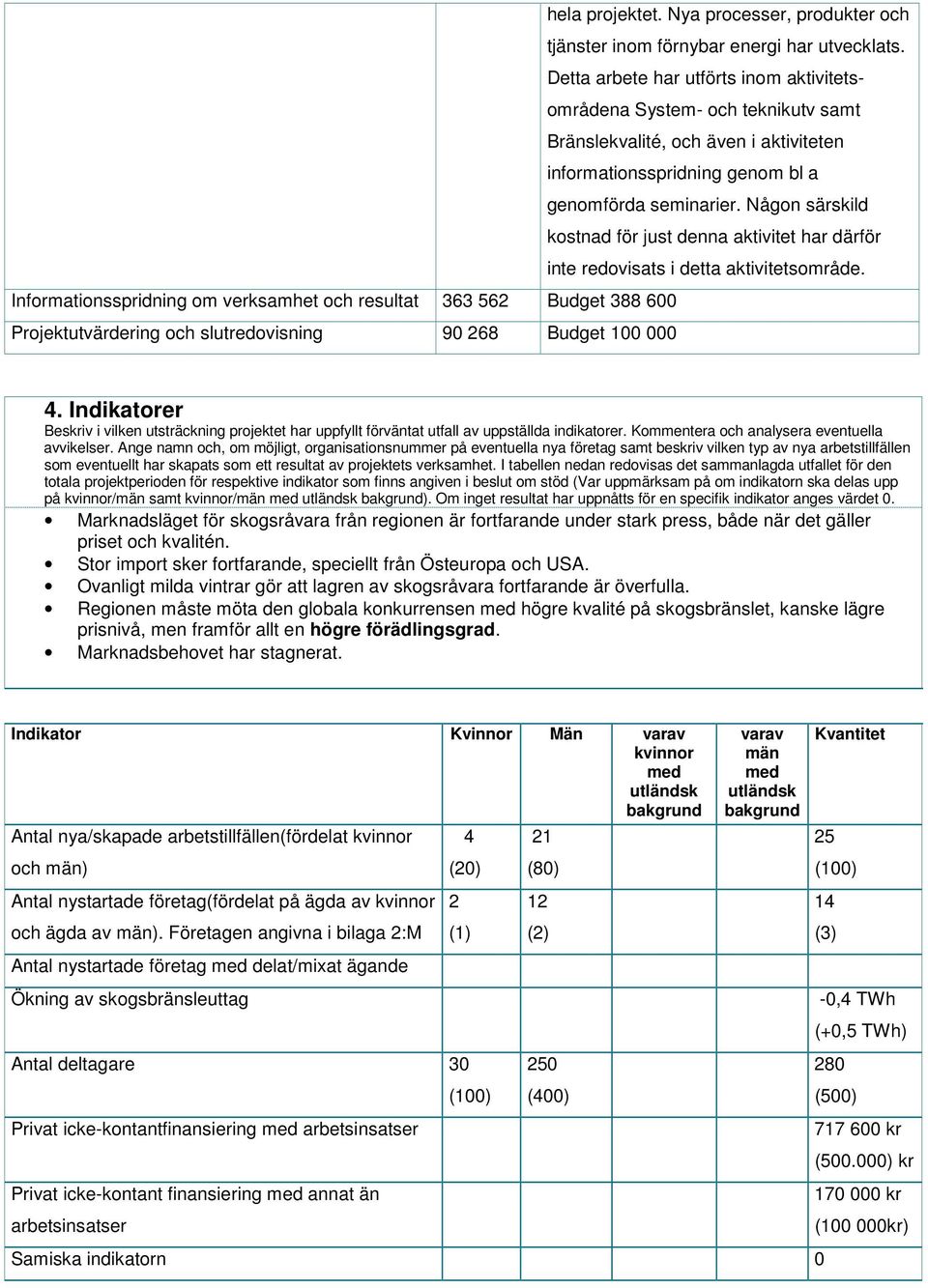 Någon särskild kostnad för just denna aktivitet har därför inte redovisats i detta aktivitetsområde.