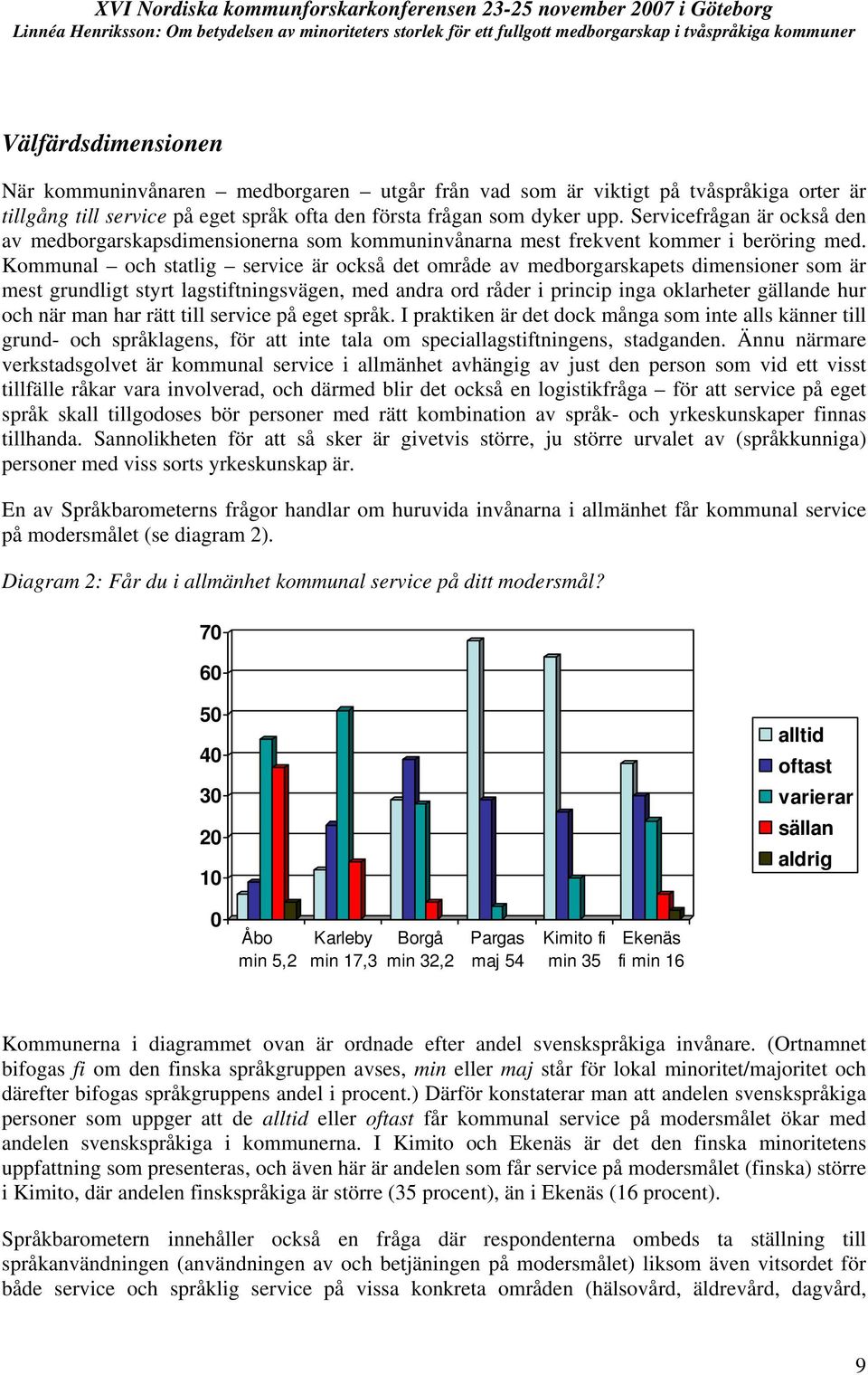 Kommunal och statlig service är också det område av medborgarskapets dimensioner som är mest grundligt styrt lagstiftningsvägen, med andra ord råder i princip inga oklarheter gällande hur och när man