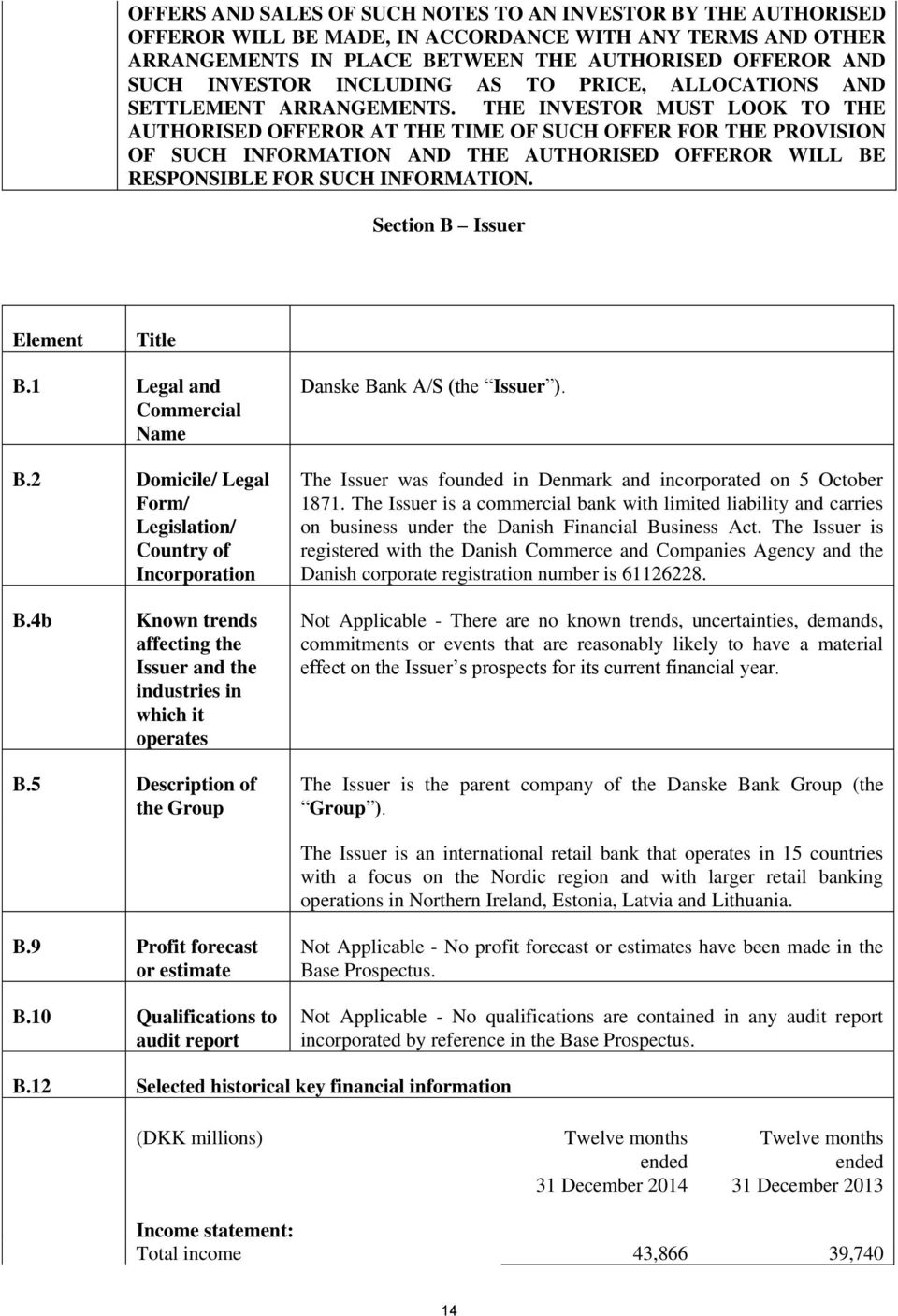 THE INVESTOR MUST LOOK TO THE AUTHORISED OFFEROR AT THE TIME OF SUCH OFFER FOR THE PROVISION OF SUCH INFORMATION AND THE AUTHORISED OFFEROR WILL BE RESPONSIBLE FOR SUCH INFORMATION.