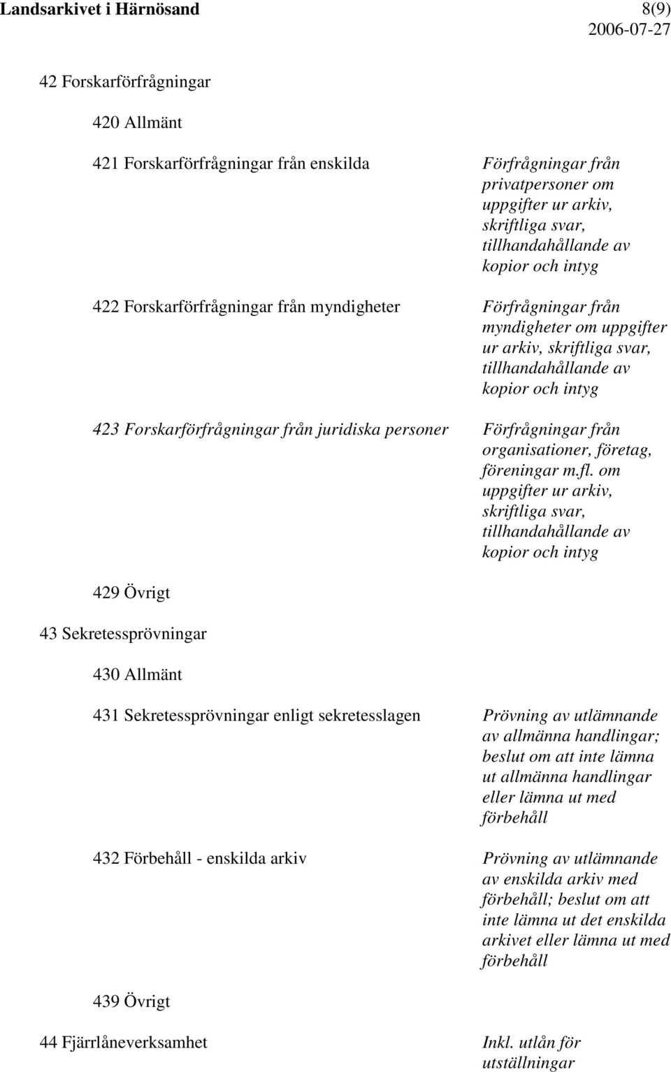 Förfrågningar från organisationer, företag, föreningar m.fl.