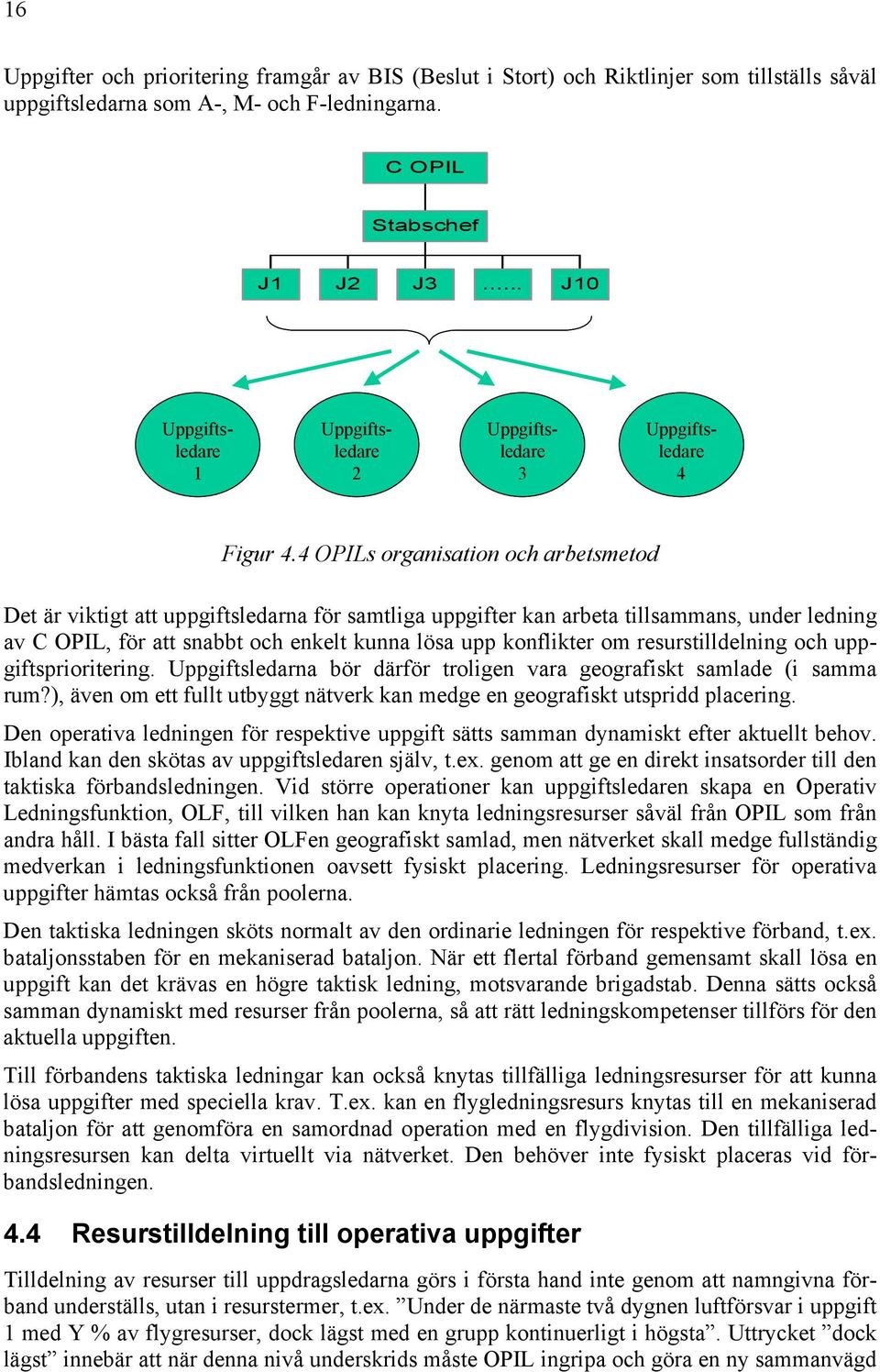 4 OPILs organisation och arbetsmetod Det är viktigt att uppgiftsledarna för samtliga uppgifter kan arbeta tillsammans, under ledning av C OPIL, för att snabbt och enkelt kunna lösa upp konflikter om