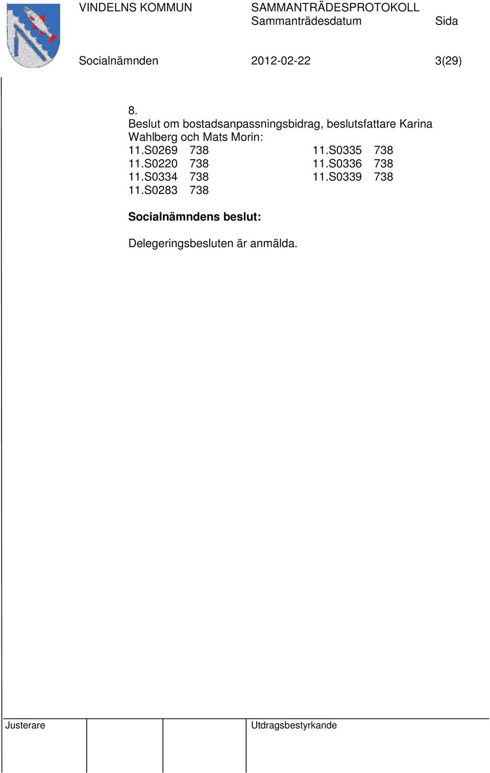 Wahlberg och Mats Morin: 11.S0269 738 11.S0335 738 11.