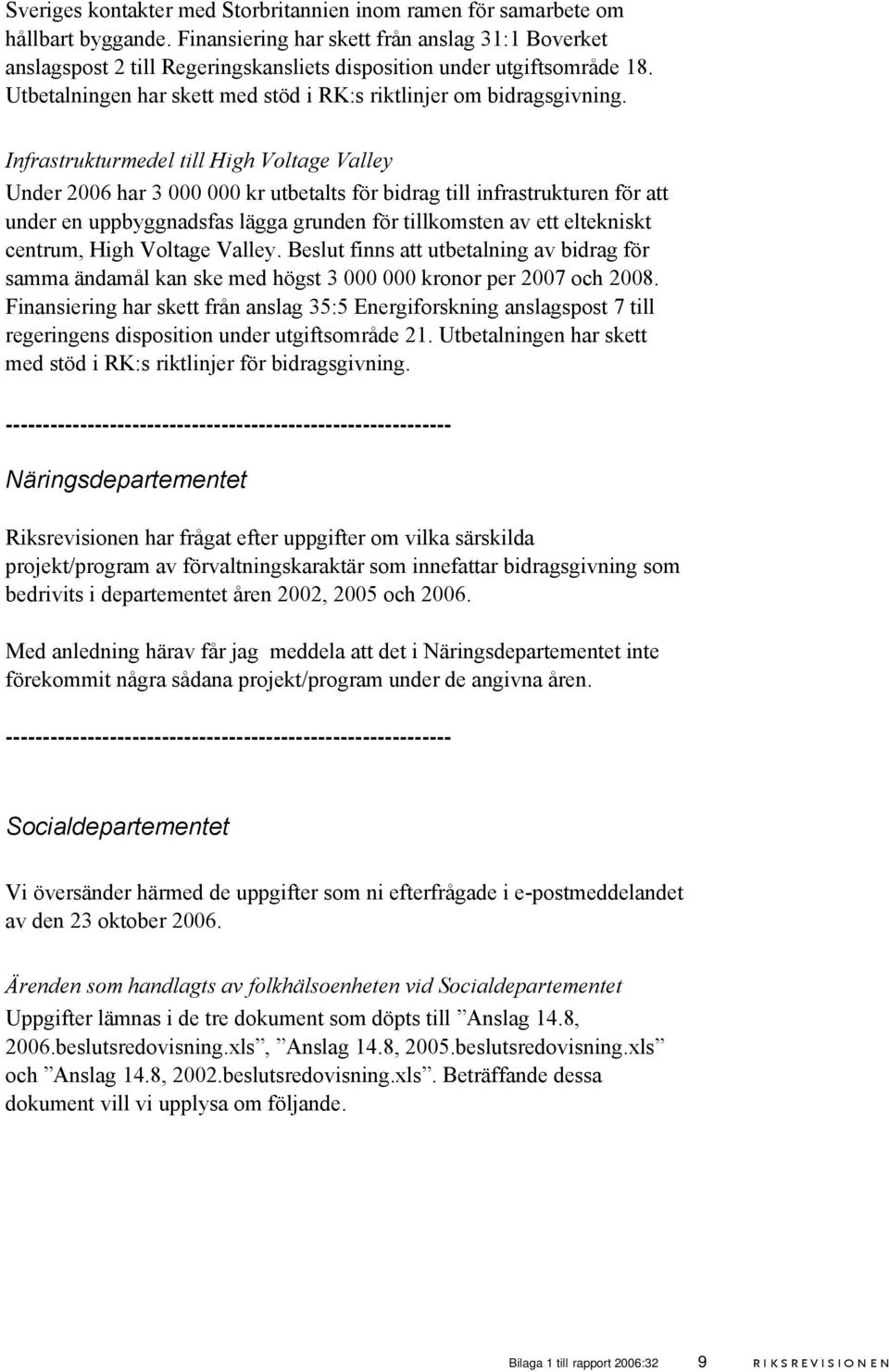 Infrastrukturmedel till High Voltage Valley Under 2006 har 3 000 000 kr utbetalts för bidrag till infrastrukturen för att under en uppbyggnadsfas lägga grunden för tillkomsten av ett eltekniskt