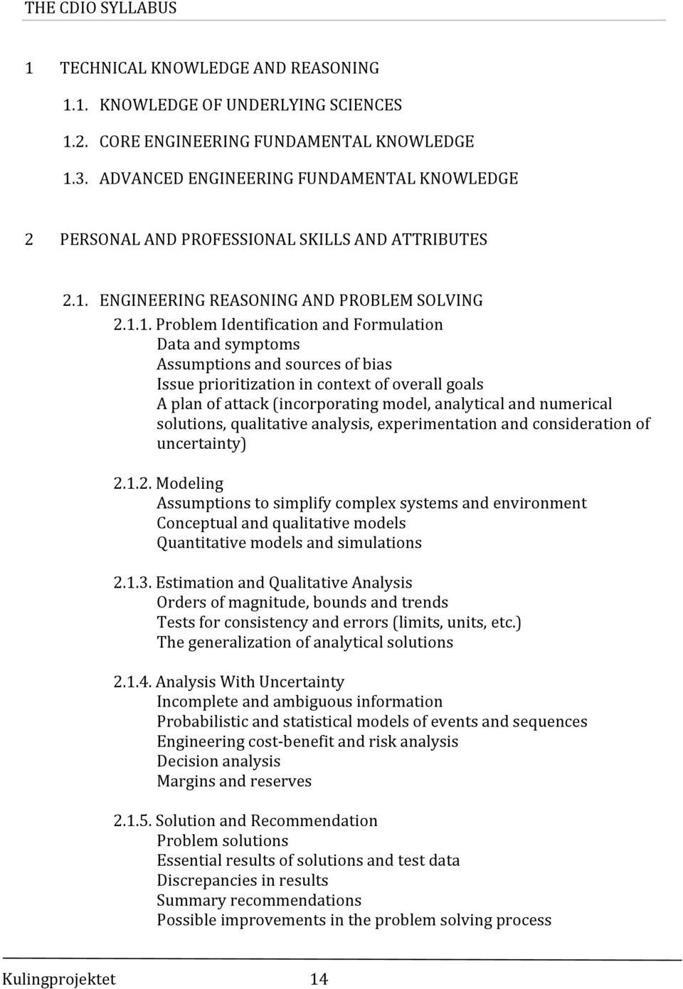 ENGINEERING REASONING AND PROBLEM SOLVING 2.1.