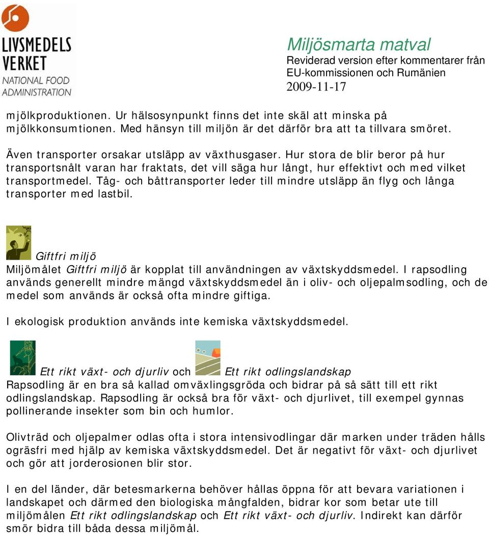 Livsmedelsverkets miljösmarta matval - PDF Free Download