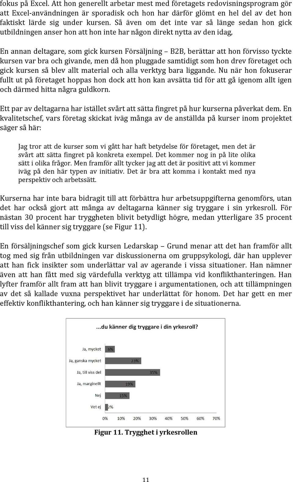 Så även om det inte var så länge sedan hon gick utbildningen anser hon att hon inte har någon direkt nytta av den idag, En annan deltagare, som gick kursen Försäljning B2B, berättar att hon förvisso