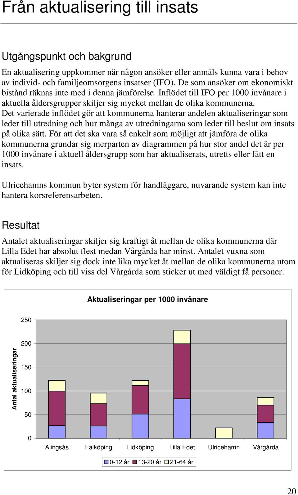 Det varierade inflödet gör att kommunerna hanterar andelen aktualiseringar som leder till utredning och hur många av utredningarna som leder till beslut om insats på olika sätt.