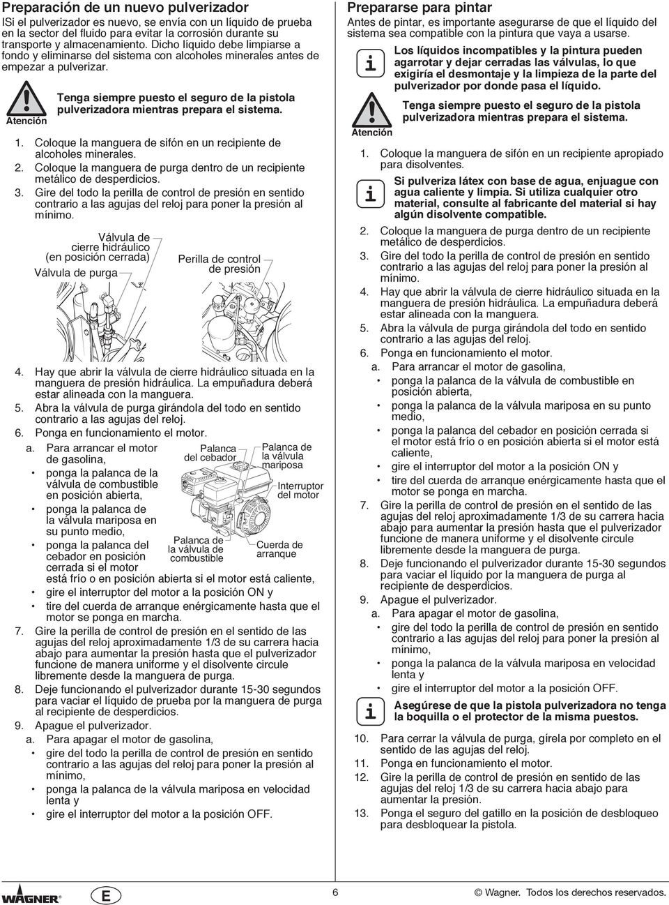 . Coloque la manguera de sfón en un recpente de alcoholes mnerales.. Coloque la manguera de purga dentro de un recpente metálco de desperdcos.