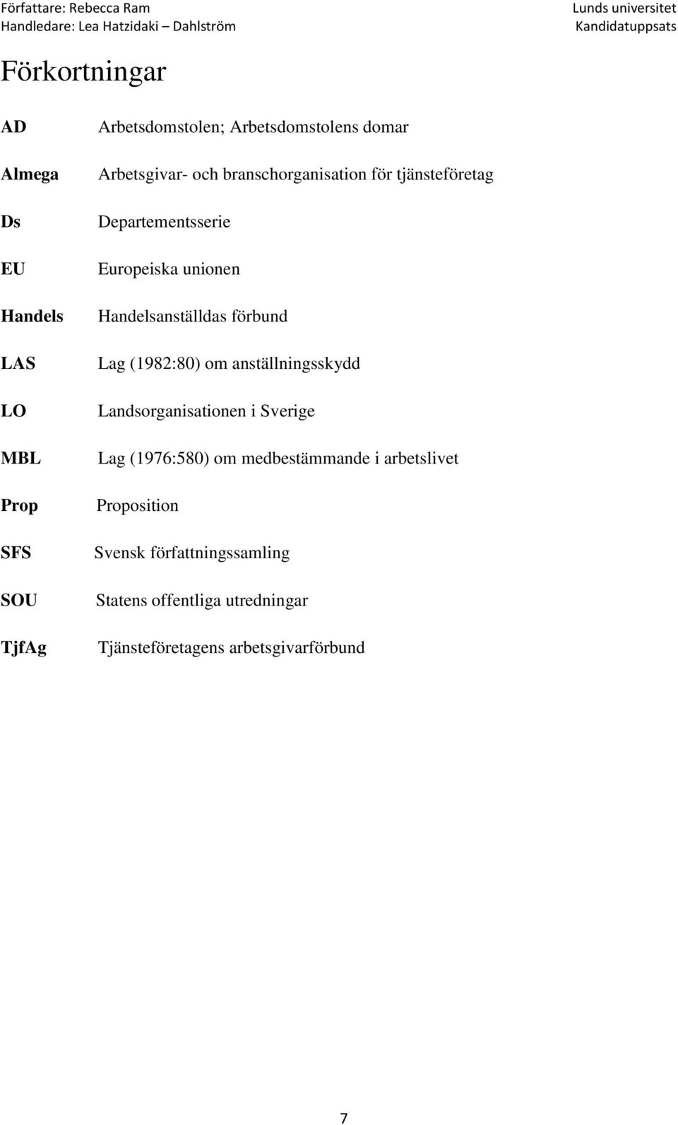 förbund Lag (1982:80) om anställningsskydd Landsorganisationen i Sverige Lag (1976:580) om medbestämmande i