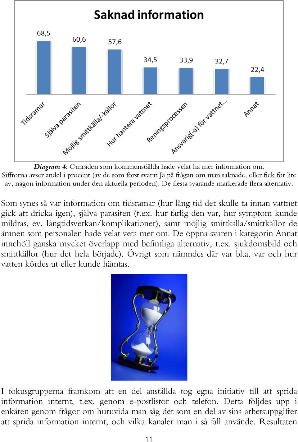 De flesta svarande markerade flera alternativ. Som synes så var information om tidsramar (hur lång tid det skulle ta innan vattnet gick att dricka igen), själva parasiten (t.ex.