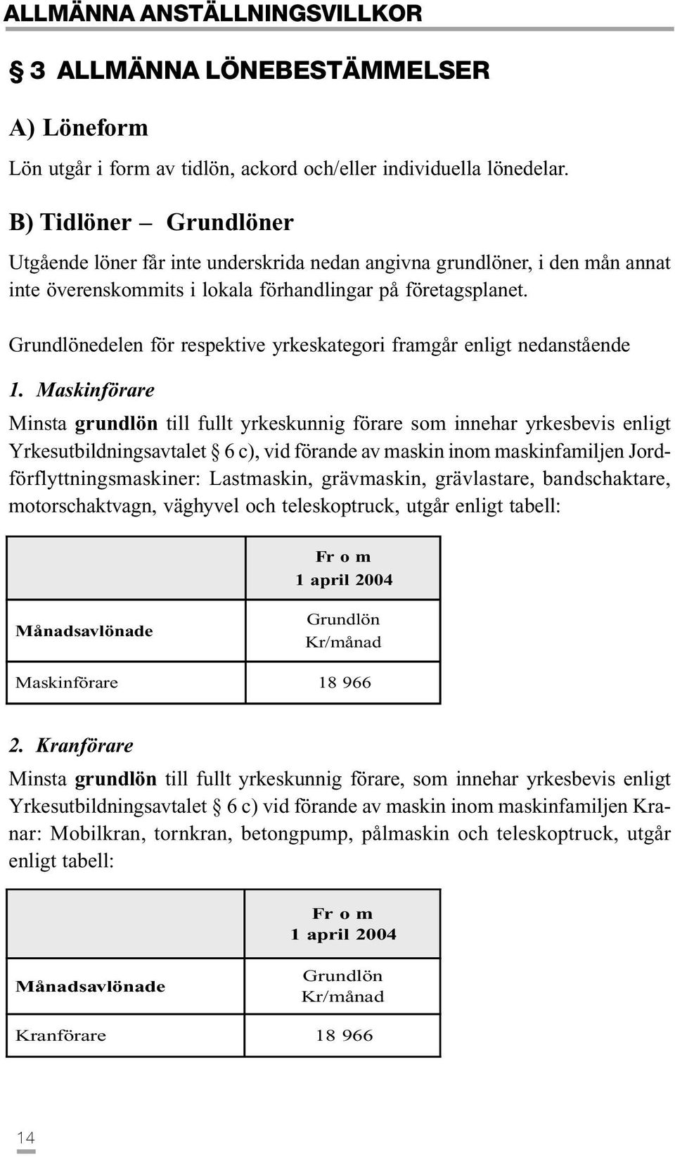 Grundlönedelen för respektive yrkeskategori framgår enligt nedanstående 1.