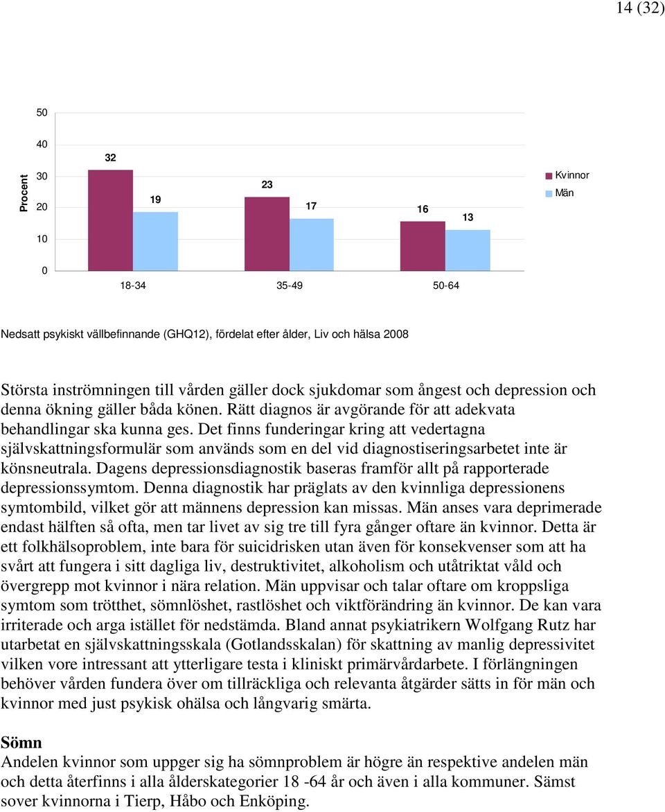 Det finns funderingar kring att vedertagna självskattningsformulär som används som en del vid diagnostiseringsarbetet inte är könsneutrala.