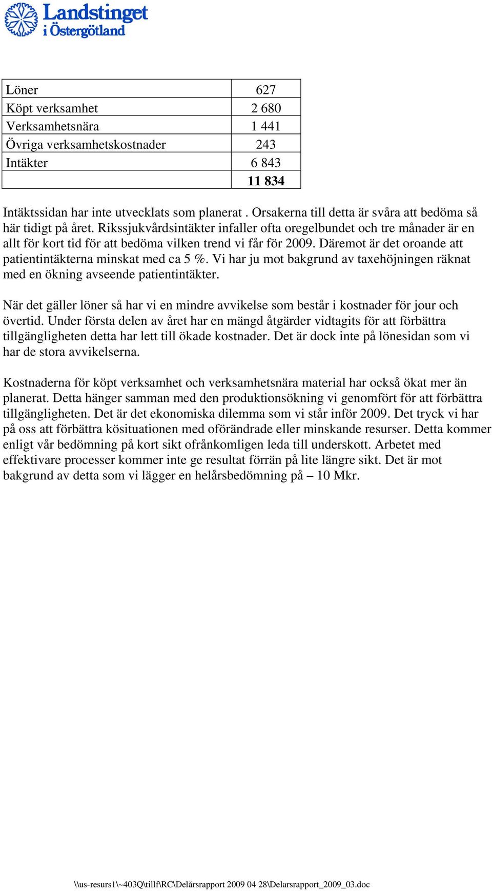 Däremot är det oroande att patientintäkterna minskat med ca 5 %. Vi har ju mot bakgrund av taxehöjningen räknat med en ökning avseende patientintäkter.