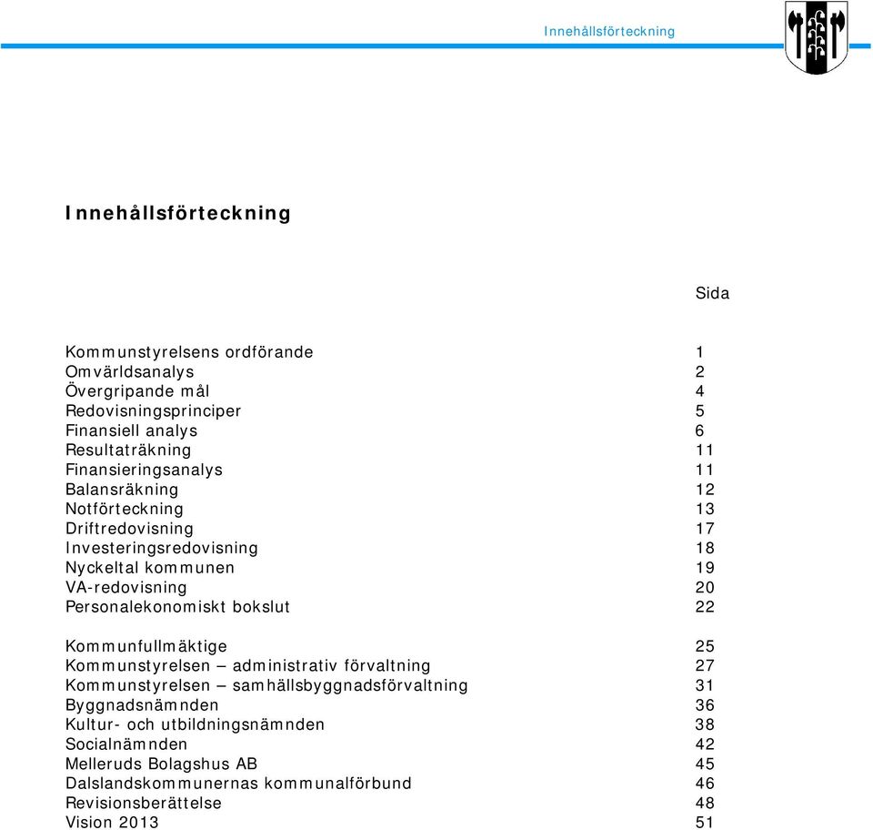 VA-redovisning 20 Personalekonomiskt bokslut 22 Kommunfullmäktige 25 Kommunstyrelsen administrativ förvaltning 27 Kommunstyrelsen samhällsbyggnadsförvaltning